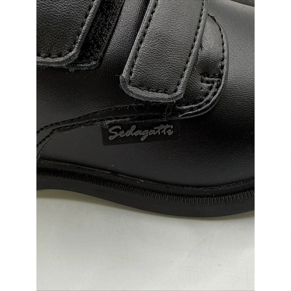 New Boys‎ Sedagatti Size 12 Hook & Loop Black Dress Shoe Uniform Dress Play